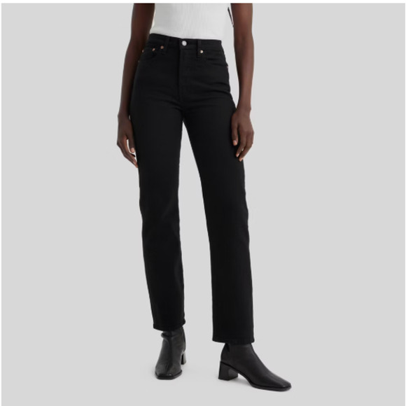 Levi's® High-Rise Wedgie Straight Cropped Jeans 27x28 Black Stretch NWT - Picture 1 of 10